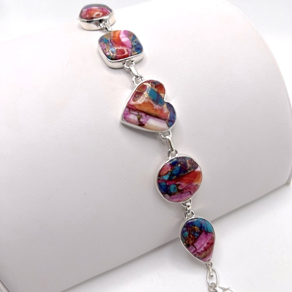 Jewelry - Pink Oyster Turquoise .925 Sterling Silver Bracelet
